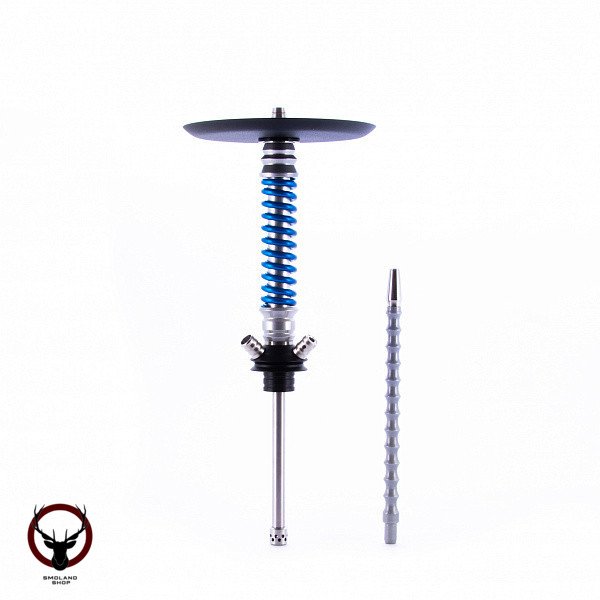 Кальян MAMAY CUSTOMS Coilovers MINI хром-голубой лак (грав. черепа) (без колбы)